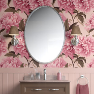 Papier Peint Élégance de la fleur noire - rose et bleu