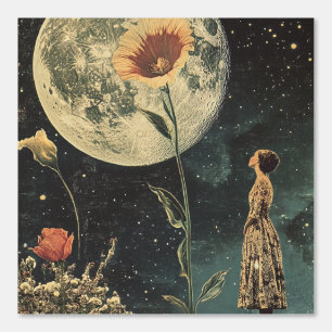 Papier Peint Élégance Lune - Femme avec Lune