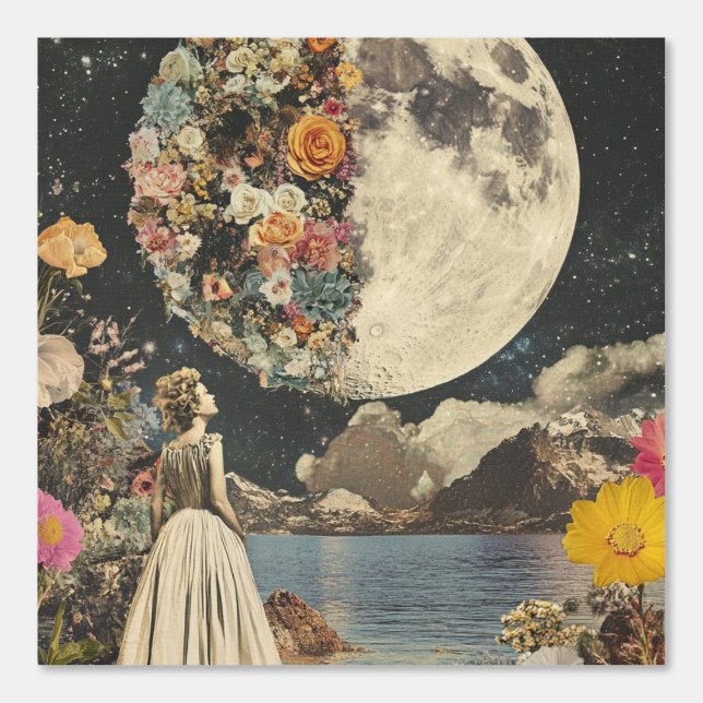 Papier Peint Élégance Lune - Femme avec Lune (2) (Recto)