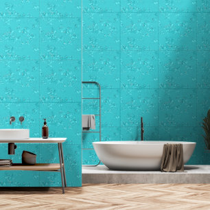 Papier Peint Elégant Art Abstrait moderne Moyen Turquoise Bleu