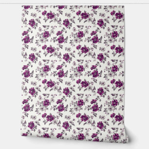 Papier Peint Élégant Chic Botanique Floral Magenta Motif