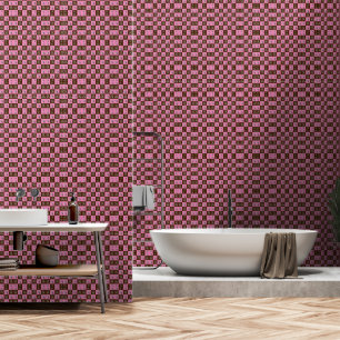 Papier Peint Élégant Chic Marron Carreaux & Ours