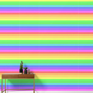 Papier Peint Elégant coloré Horizontal Arc-en-ciel rayures