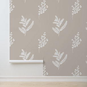 Papier Peint Élégant Fleurs sauvages botaniques neutres