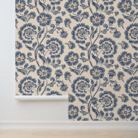 Élégant floral bleu or décollement et collage