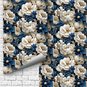 Papier peint élégant floral ivoire de créateur ble