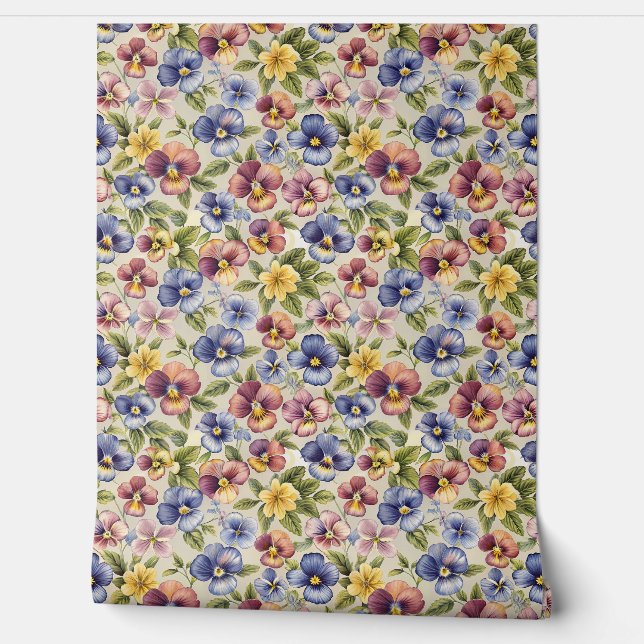 Papier Peint Élégant mauve pastel violet violet jaune lilas (Déroulement)