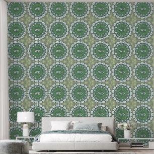 Papier Peint Élégant Monogramme Printemps vert Abstrait Floral