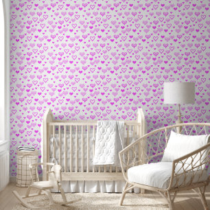 Papier Peint Élégant Motif de coeur décoratif rose