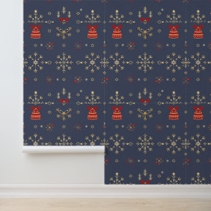 Papier Peint Élégant Motif de Noël Snowflake