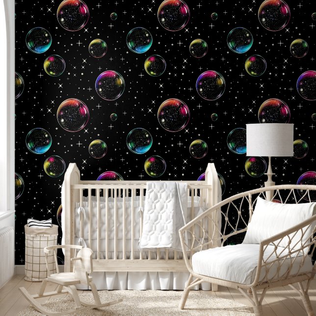 Papier Peint Elégant Rainbow Bubbles Simples Motif stylé (Enfants)