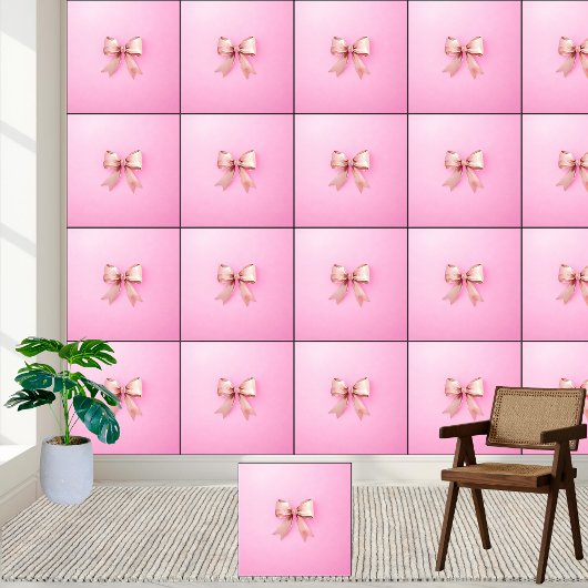 Papier Peint Elégant Rose rose Satin Coquette Bow esthétique