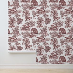 Papier Peint Élégant Rustique Pale Rouge Cheval Toile