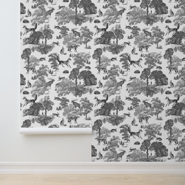 Papier Peint Élégant rustique rustique Fox Forêt Toile animal (Application)