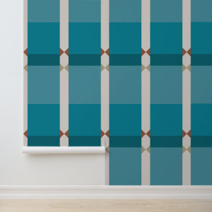 Papier Peint Elégant ton géométrique Terre Bleu Brown et gris
