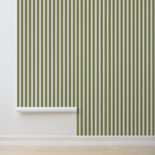 Papier Peint Élégant Vert olive élégant Français Ticking Stripe