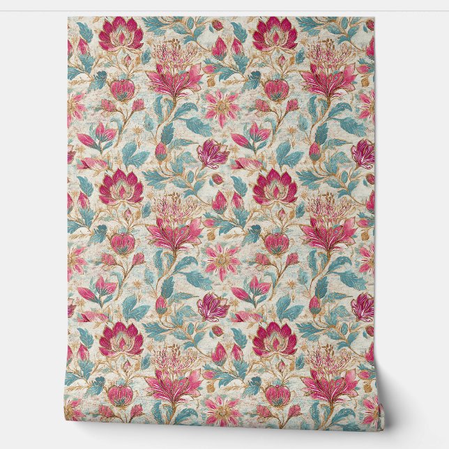 Papier Peint Elegant Vintage Botanical Wall Pattern (Déroulement)