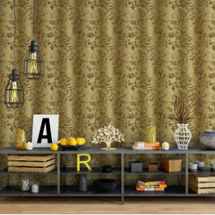 Papier Peint Élégant Vintage jaune or floral