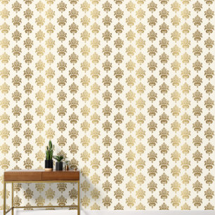 Papier Peint Elégant Vintage moderne Ombre doré crème Damask