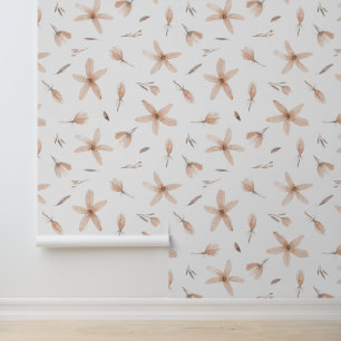 Papier Peint Elégante aquarelle Lumière Fleurs Brown & Bureaux
