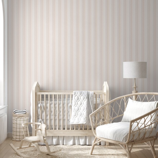 Papier Peint Elégante Crème Herringbone Zig Zag (Enfants)