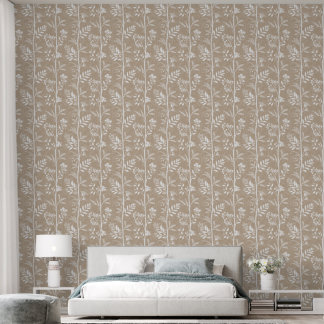 Papier Peint Élégante fleur sauvage argile beige botanique