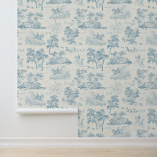 Papier Peint Elégante toile de chasse Cheval bleu Dusty Vintage