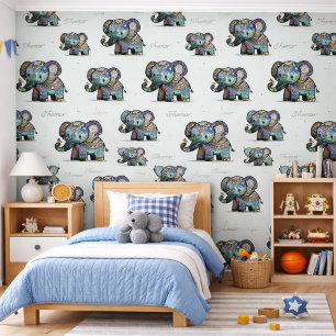 Papier Peint Eléphant de charme mignon dans des couleurs pastel