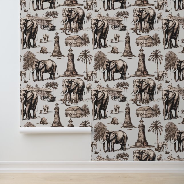 Papier Peint Eléphants et statues (Application)