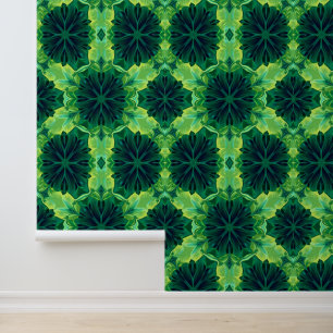 Papier Peint Emerald Kaleidoscope : Symétrie tropicale luxurian