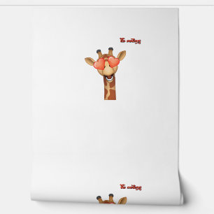 Papier Peint emoji heureux yeux d'amour girafe visage