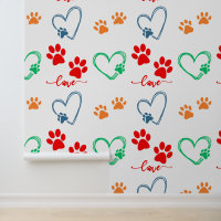 Empreintes de pattes de CHIENS mignons et COEURS D