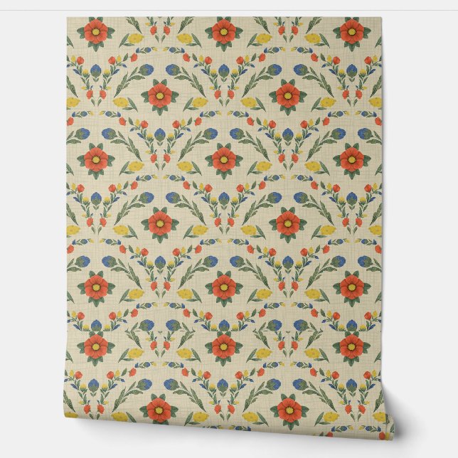 Papier peint en fleurs vintage (Déroulement)