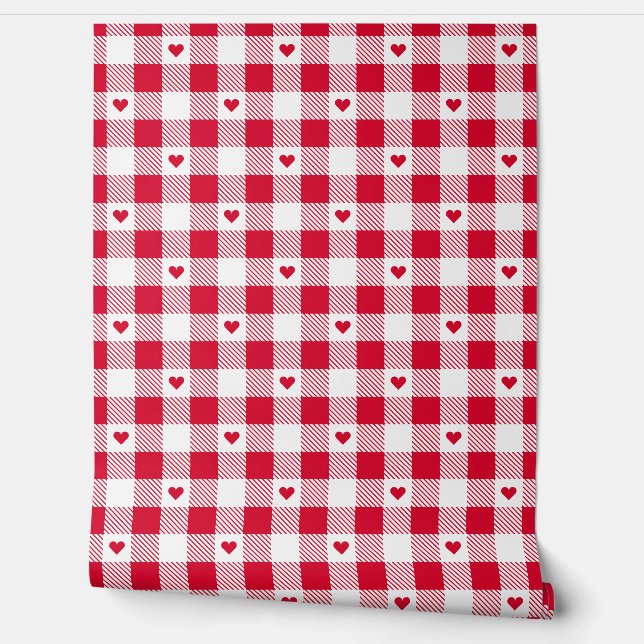 Papier Peint en vichy Plaids cardiaques Motifs (Déroulement)