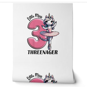 Papier Peint Enfants Little Miss Threenager Trois 3ème Annivers