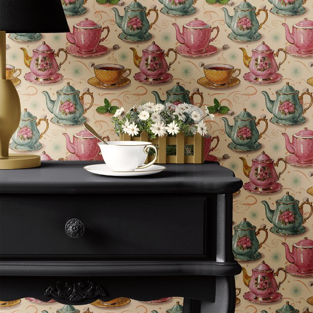 Papier Peint Ensemble de thé vintage (Créateur téléchargé)