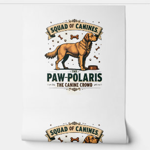 Papier Peint Équipe de Canidés Graphique Vintage de Chien avec