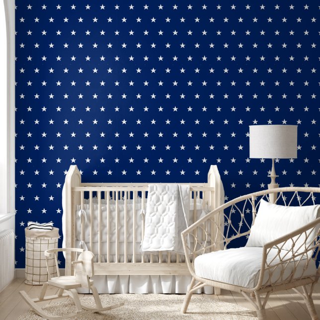 Papier Peint Etoiles blanches Marine Bleu 4 juillet Maison Déco (Enfants)