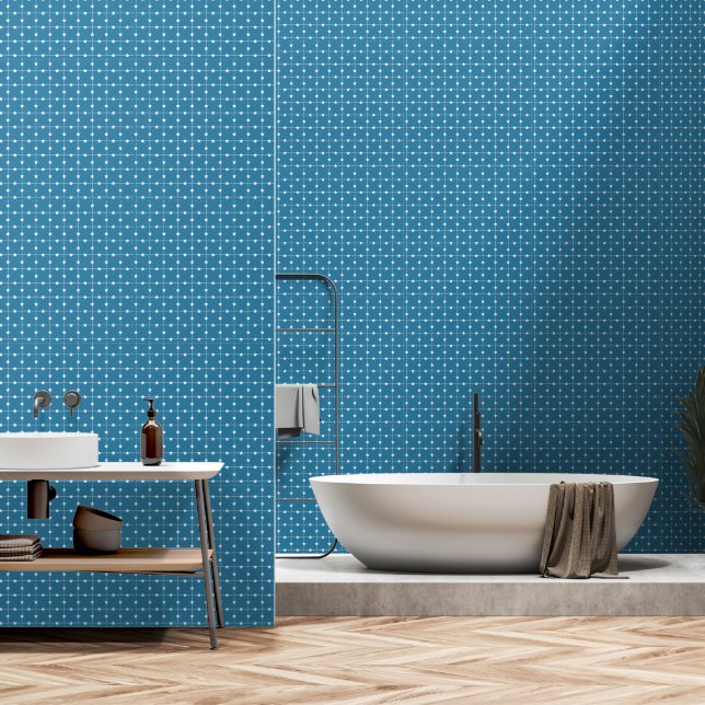 Papier Peint Etoiles bleues et blanches - BG modifiables (Salle de bain)