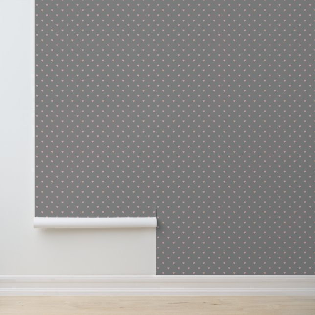 Papier Peint Étoiles dans des cœurs sur fond gris (Application)