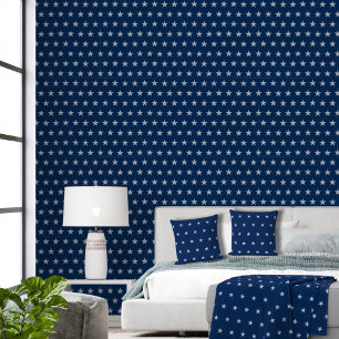 Papier Peint Étoiles d'argent à étincelles sur fond bleu de la