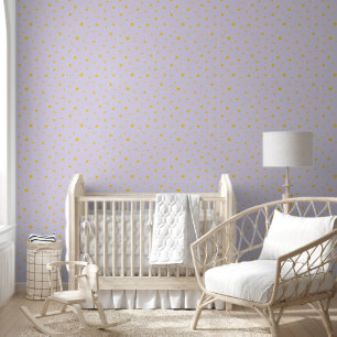 Papier Peint Étoiles dorées éparpillées sur Lilac clair