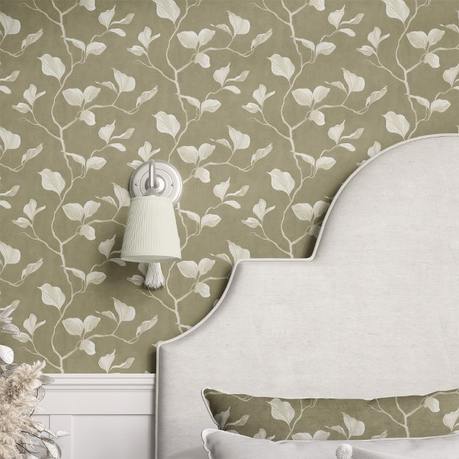 Papier Peint Eucalyptus Botanique sur Fond Vert (Créateur téléchargé)