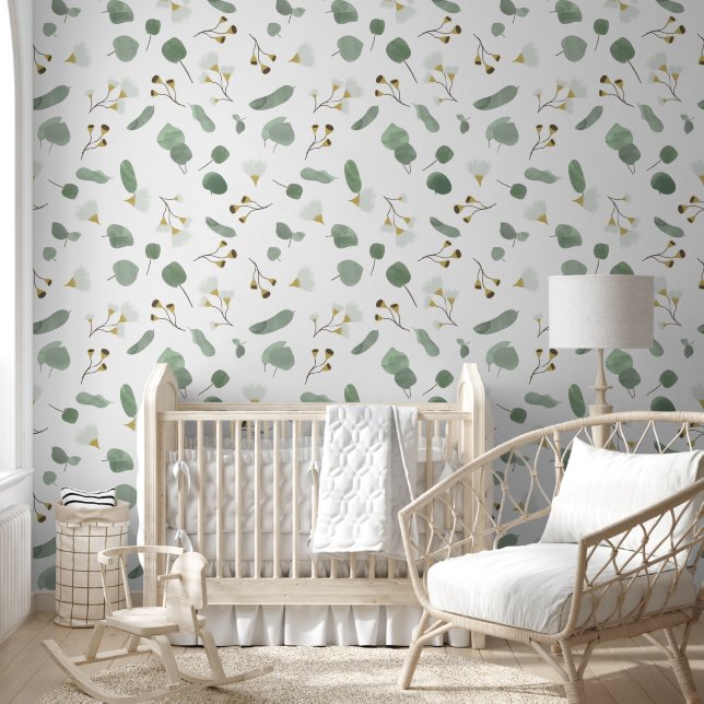 Papier Peint Eucalyptus Vert Argent Dollar Gum Blossoms (Enfants)