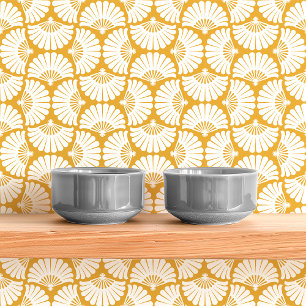 Papier Peint Éventail Palmiste Ogee Jaune et Blanc Moderne