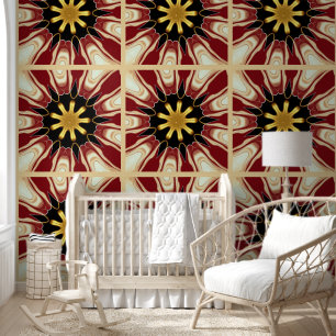 Papier Peint Explosion Stellaire Rouge Royale : Noyau Doré Symé