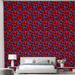 Papier Peint Fantasy Rouge et violet Jungle Floral