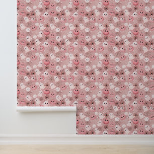 Papier Peint Fantômes roses et Halloween lunaire Citrouille