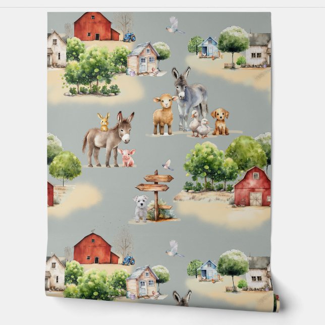 Papier Peint Farm Land Pattern Kids Room (Déroulement)