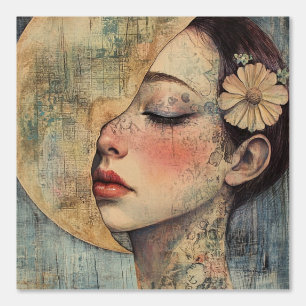 Papier Peint Femme Vintage Boho et demi-lune